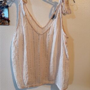 Aerie baby pink tank with silver accent and bow tie shoulders Textured size L